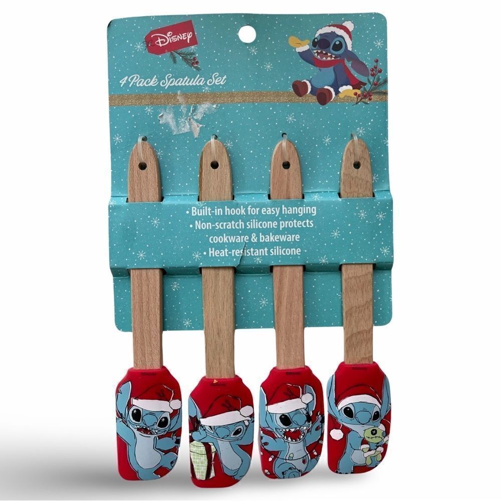 Disney Stitch 4pk Spatula Set Christmas Santa “Scrump Lights Holidays” NWT